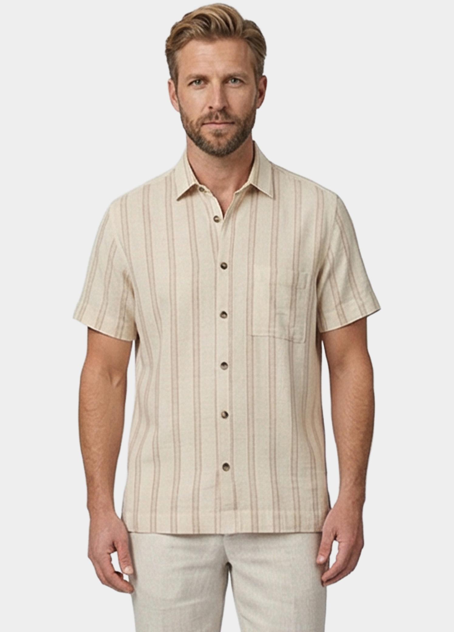 Giordano overhemd korte mouw heren Wit Puglia Short Sleeve Shirt Can 616823/81