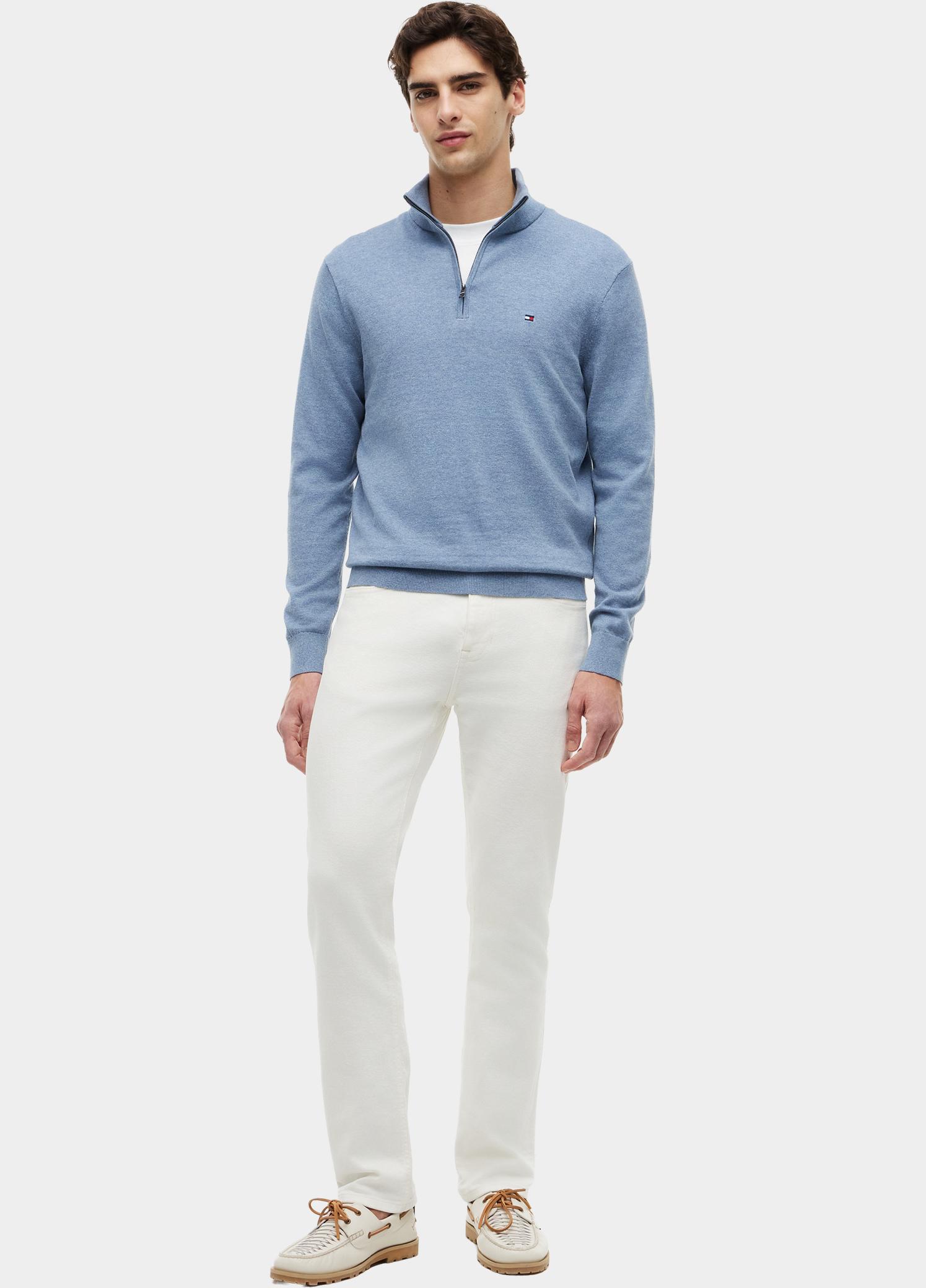 Tommy Hilfiger Half Zip Blauw ESSENTIAL COTTON ZIP MOCK MW0MW37331/D0Z