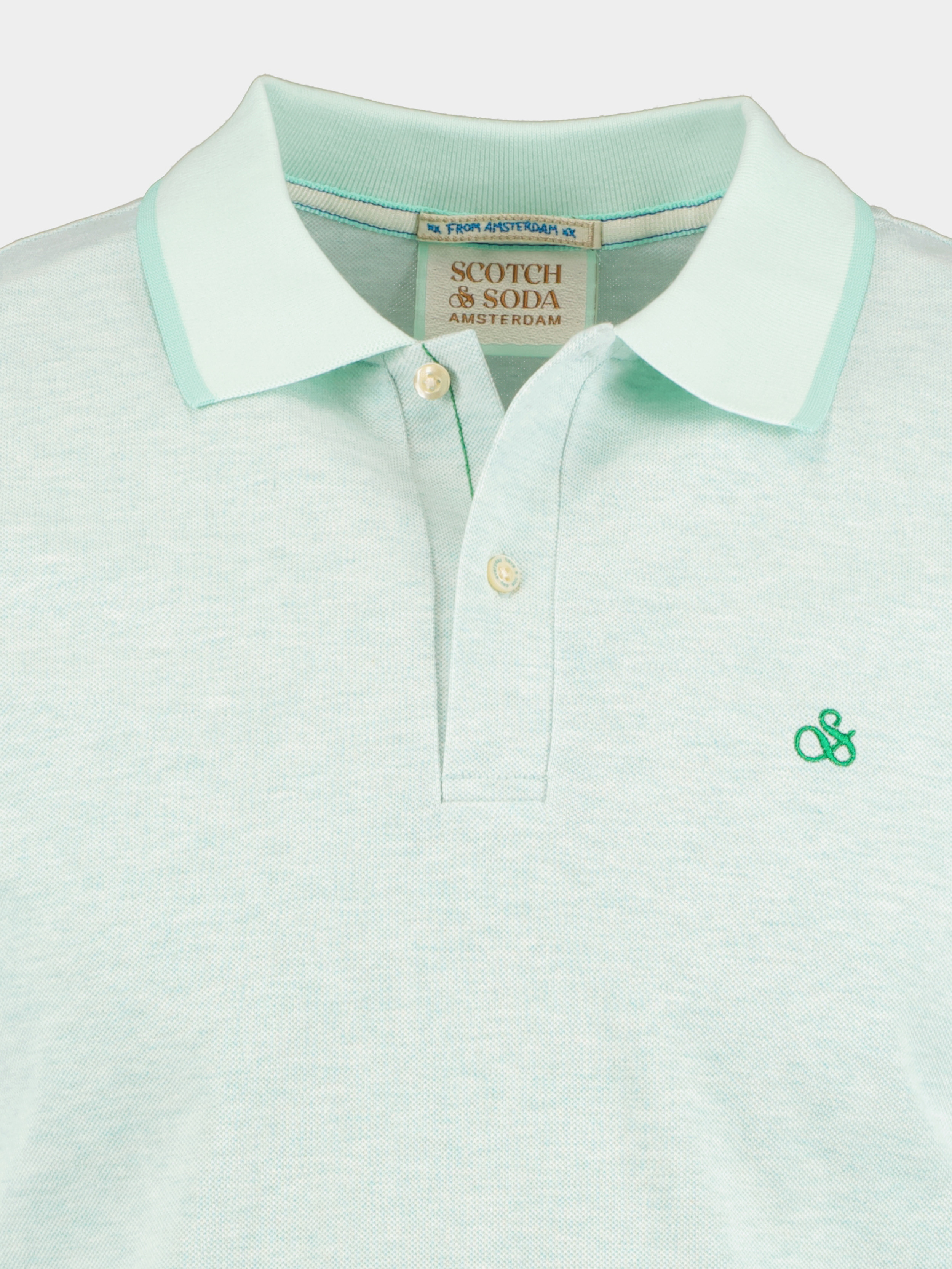 Scotch & Soda Polo korte mouw Groen Melange polo with tonal logo 171722/0829