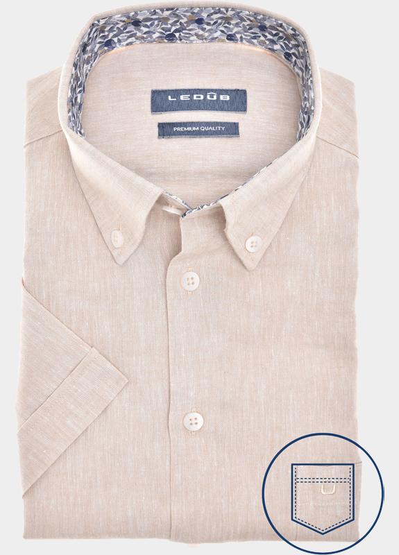 Ledub Business hemd korte mouw Bruin  0142446/620-161-000