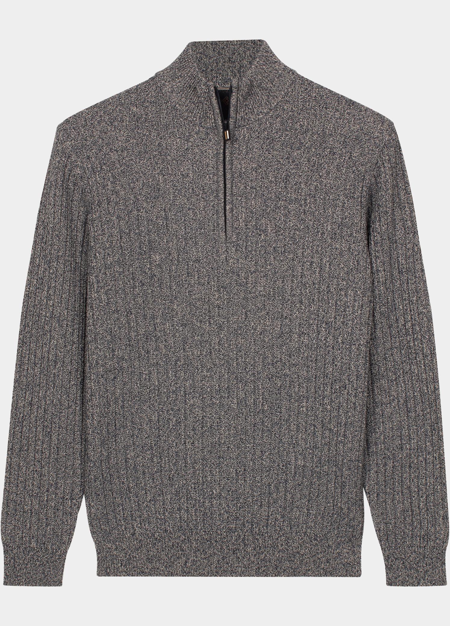 Baileys Half Zip Blauw all-over twisted structure kn 628445/695