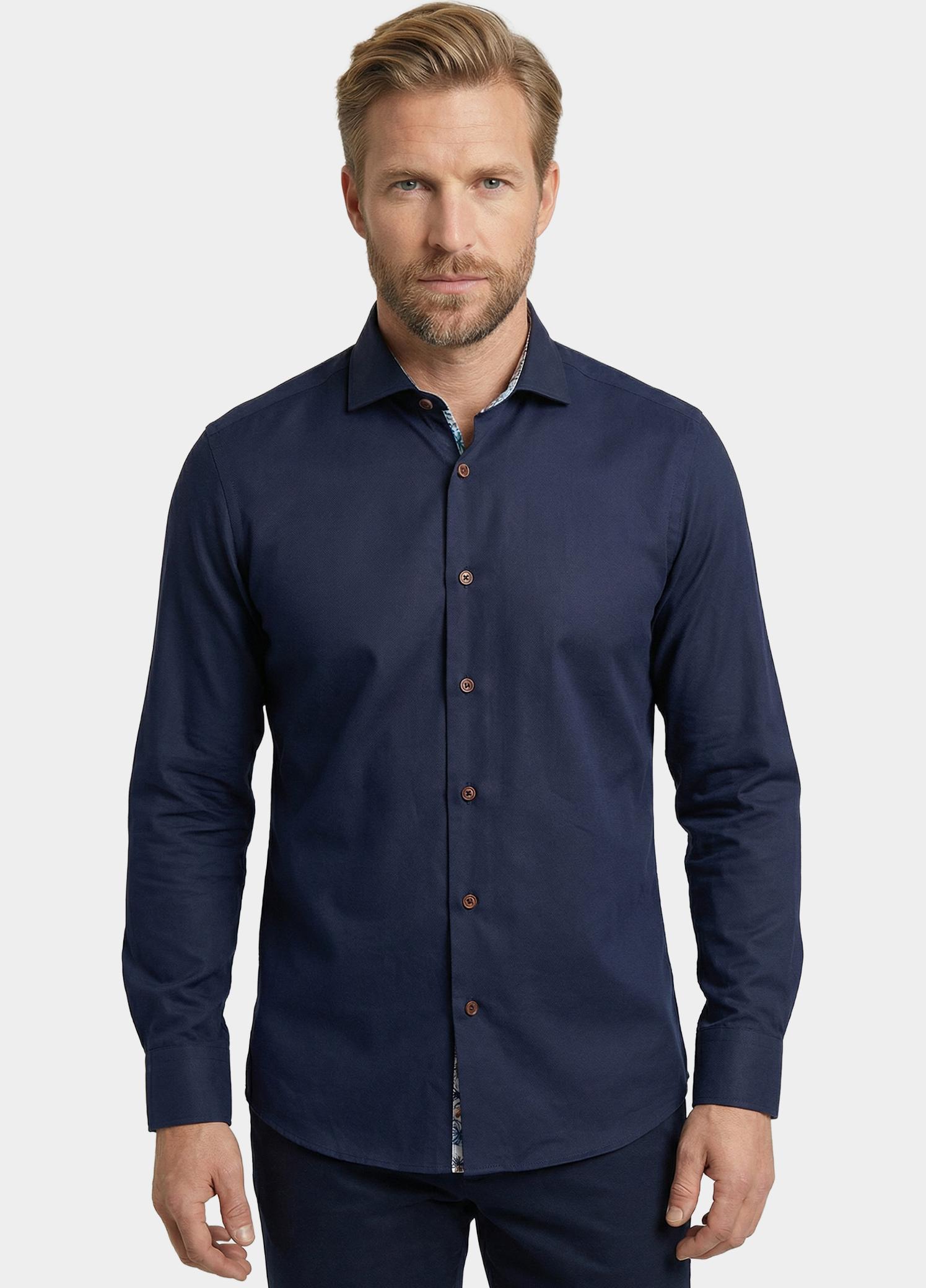Giordano Overhemd heren Blauw Locarno Long Sleeve Semi Cuta 617864/60