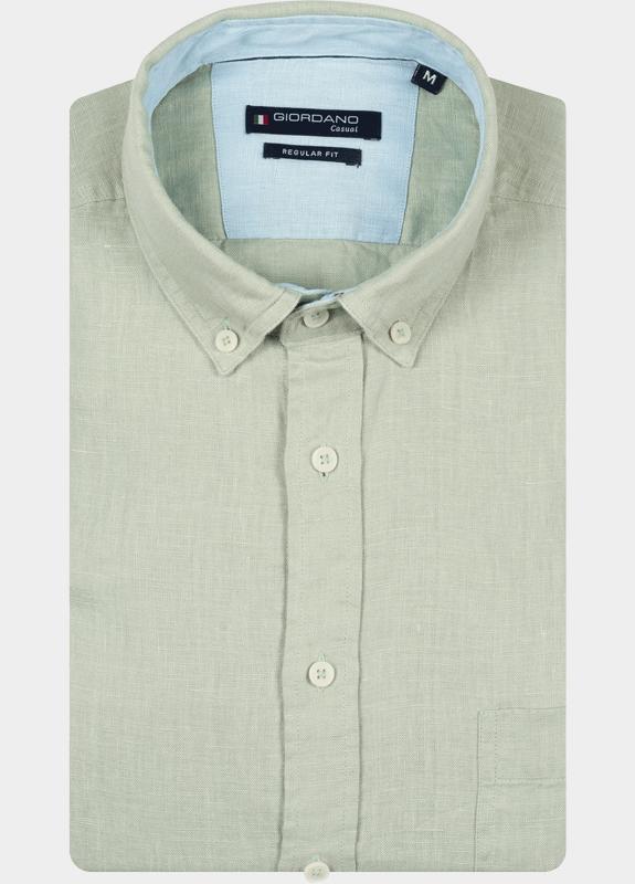 Giordano overhemd korte mouw heren Groen League Short Sleeve Button Do 616009/71