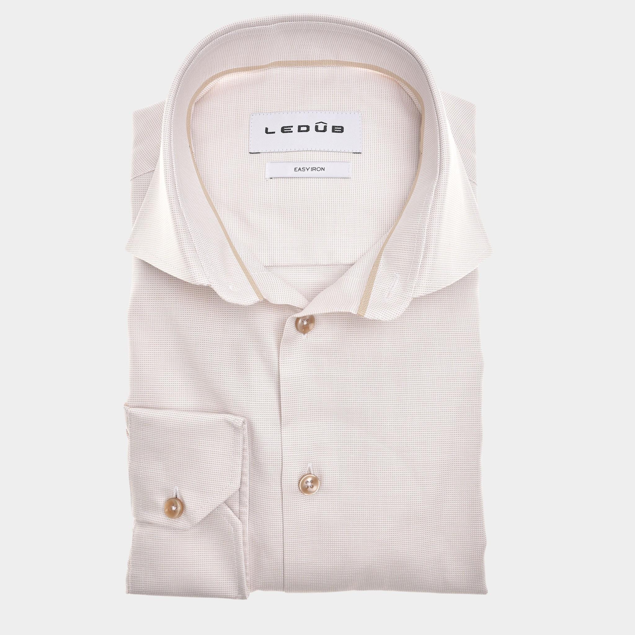 Ledub Business hemd lange mouw Bruin  0142827/620-000-000
