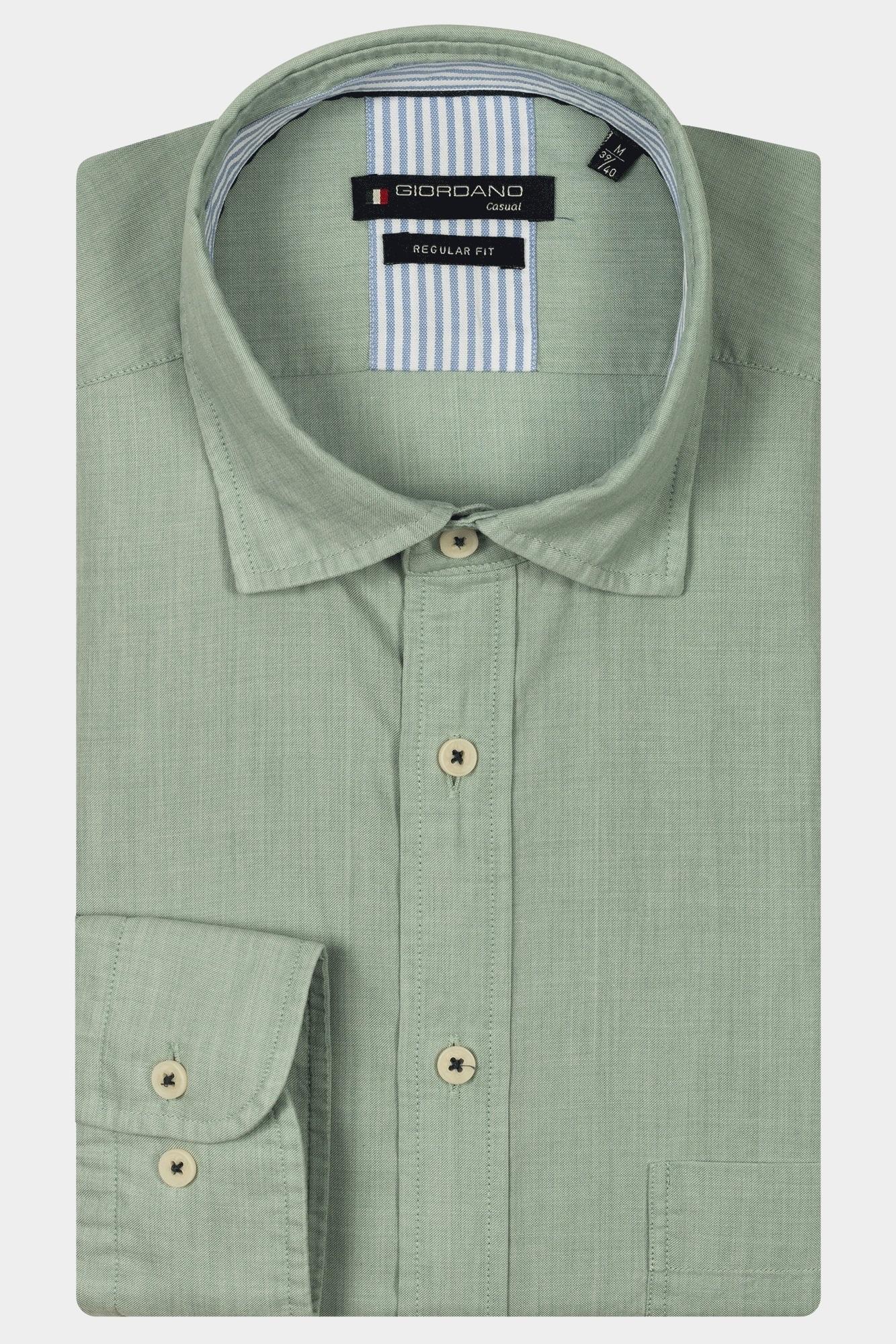 Giordano Casual hemd lange mouw Groen Verona LS button under washed 517029/70