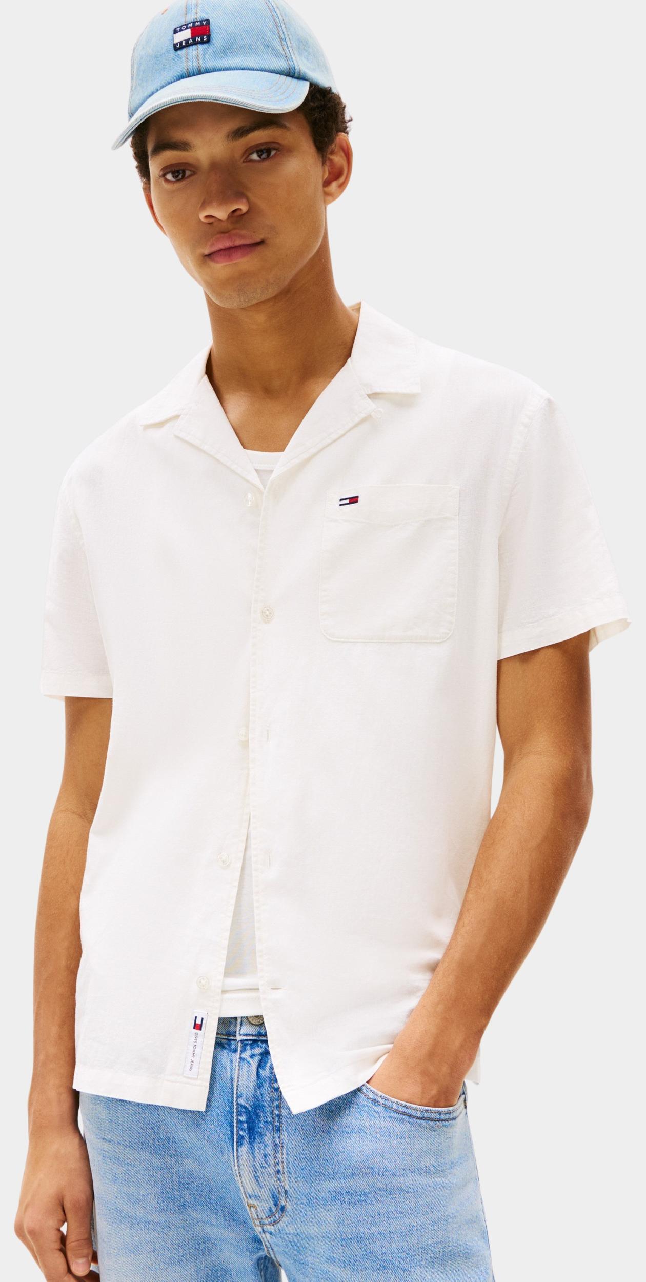 Tommy Jeans Casual hemd korte mouw Wit TJM LINEN BLEND CAMP SS EXT DM0DM20895/YBL