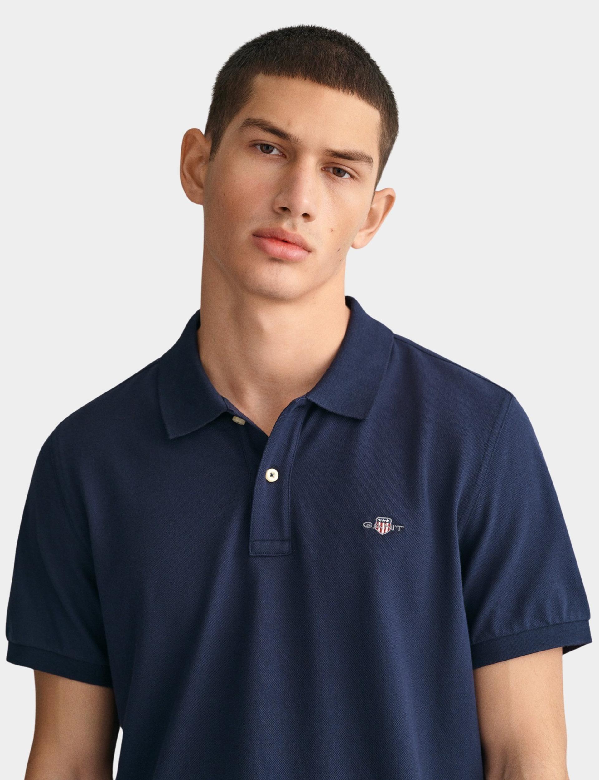 Gant Polo korte mouw Blauw Shield SS Pique Polo 2210/433