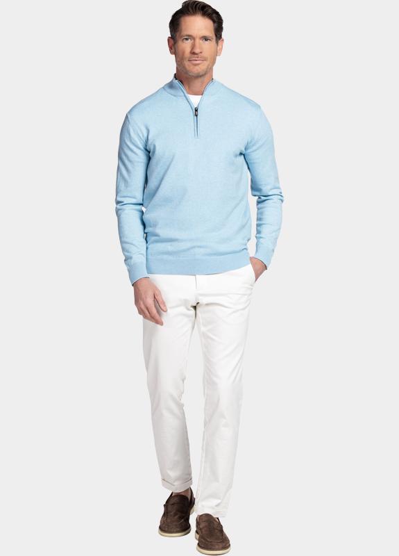 Bos Half Zip Blauw Cotton regular fit lichtblauw 618400CCT-13/615