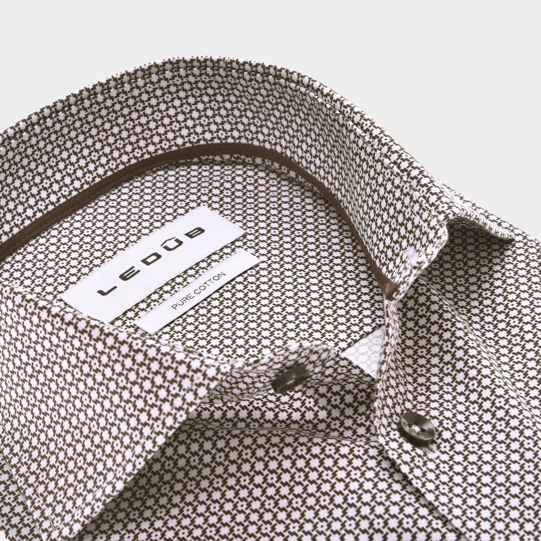 Ledub Business hemd lange mouw Bruin LE24202 MFN 5 0142566/690-690-000