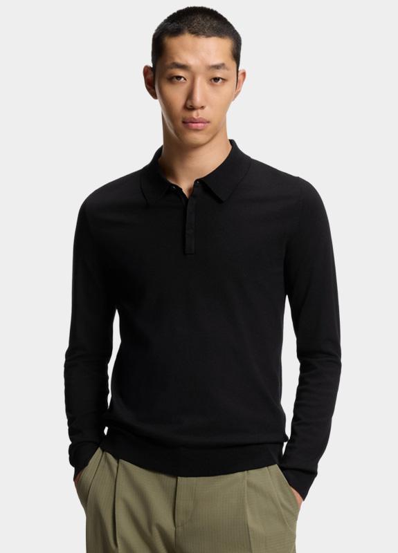 HUGO Red Polo lange mouw Zwart San Pippo-CV 10267573 01 50532050/001 HUGO Red Polo lange mouw Zwart San Pippo-CV 10267573 01 50532050/001