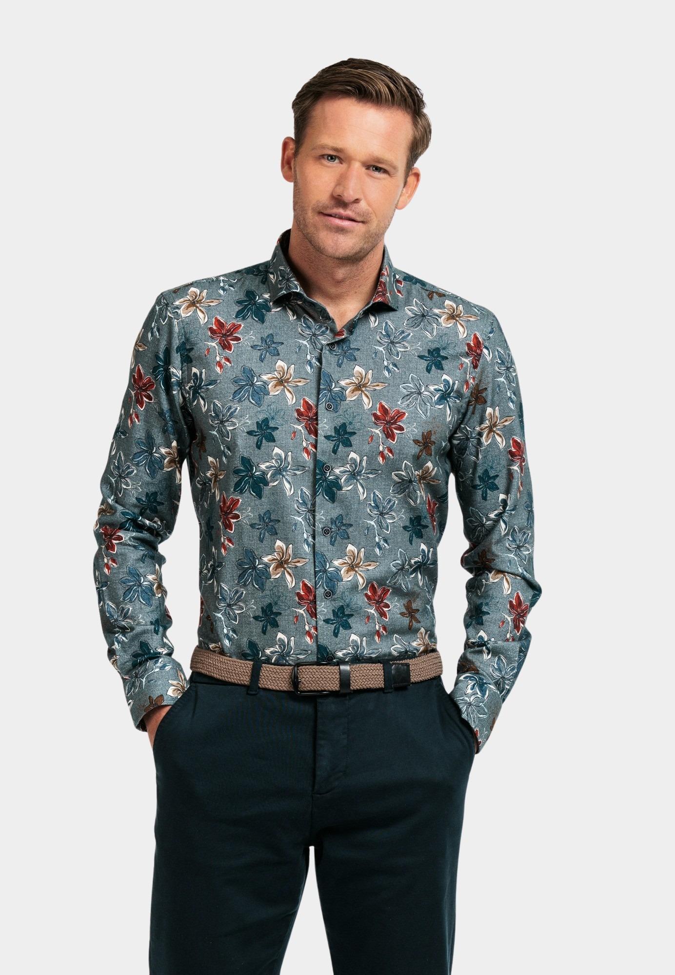 Giordano Casual hemd lange mouw Grijs Row, LS Cutaway Bold Colourfu 427820/91