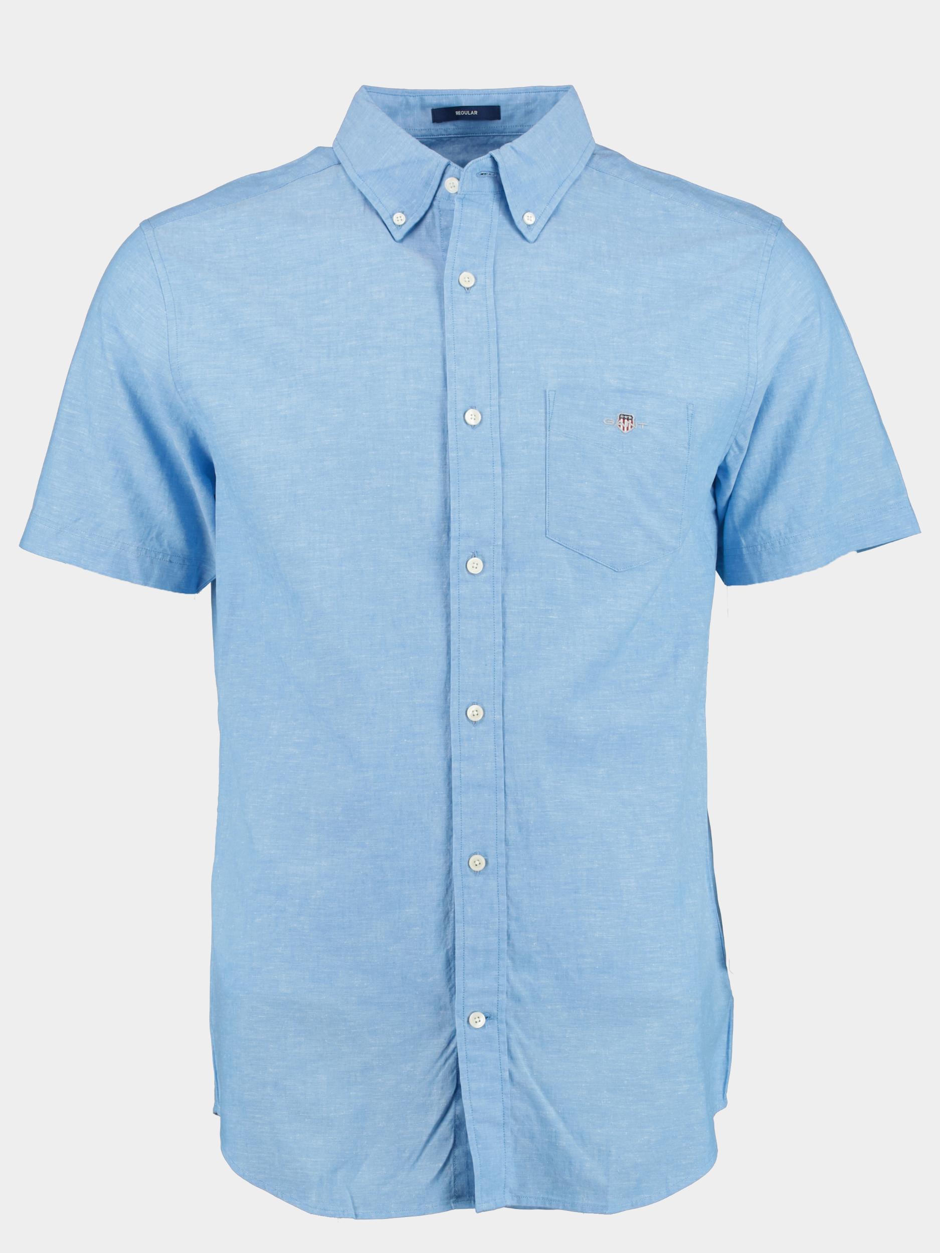 Gant Casual hemd korte mouw Blauw Reg Cotton Linen SS Shirt 3230053/471