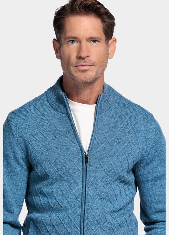 Baileys Vest Blauw Cardigan Zip 10gg, Front body 522022/665