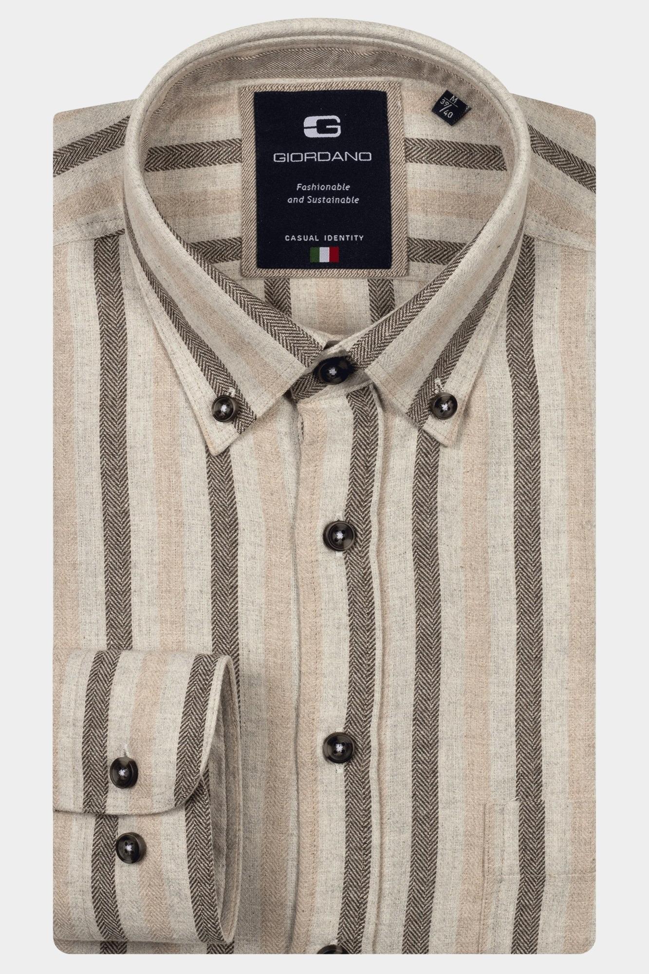 Giordano Casual hemd lange mouw Bruin Brando long sleeve button dow 527102/80