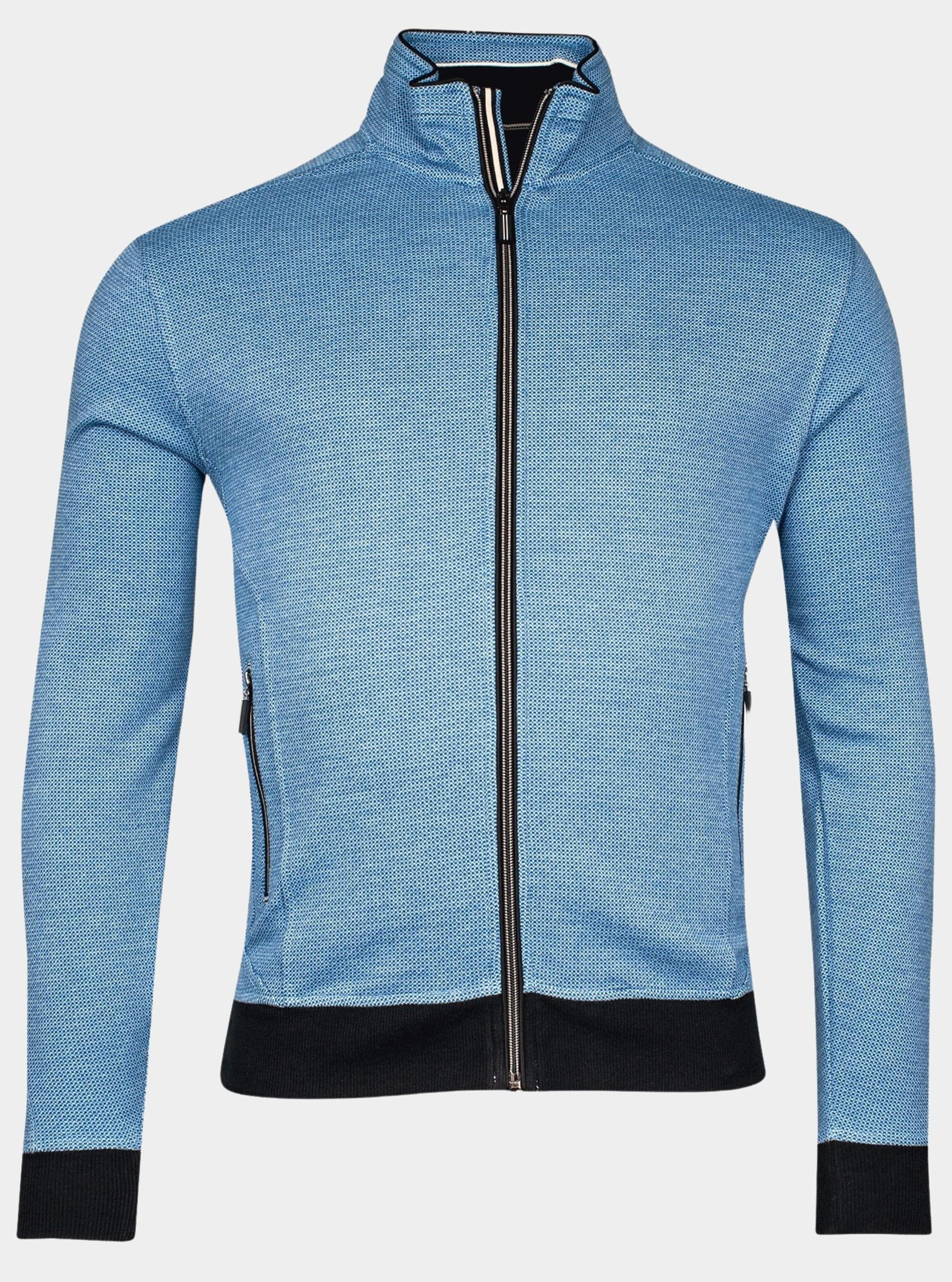 Baileys Vest Blauw Sweat Cardigan Zip 2-tone jacq 412237/68