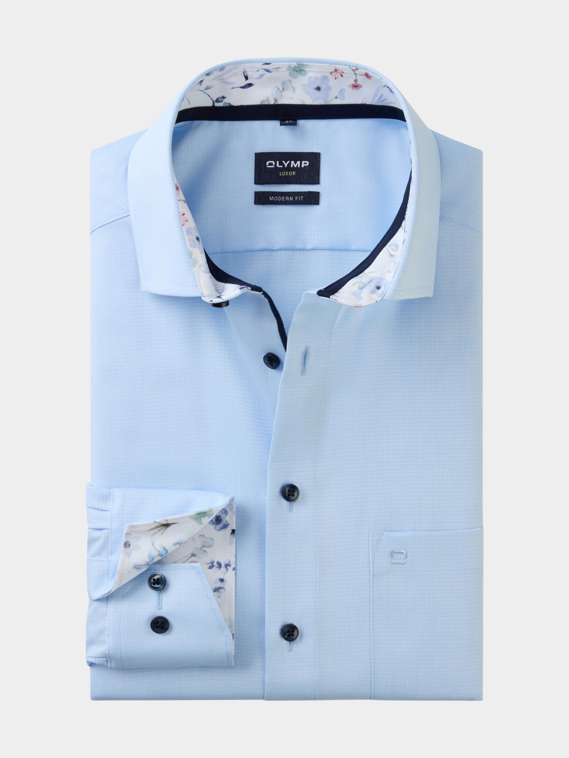 Olymp Business hemd lange mouw Blauw 120674-Hemden 120674/11