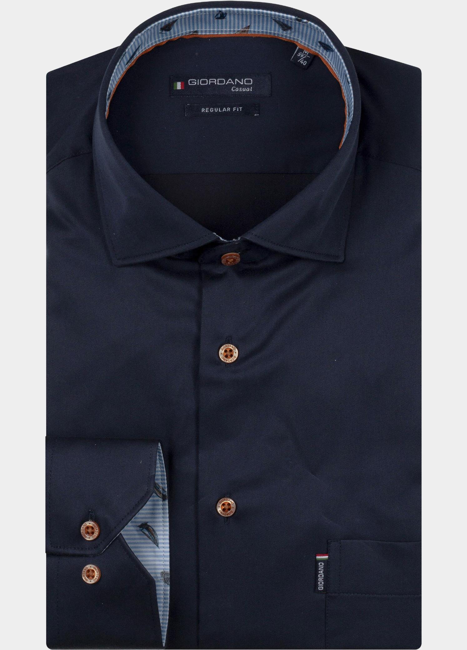 Giordano Overhemd heren Blauw Ascona Long Sleeve Semi Cutaw 617042/60