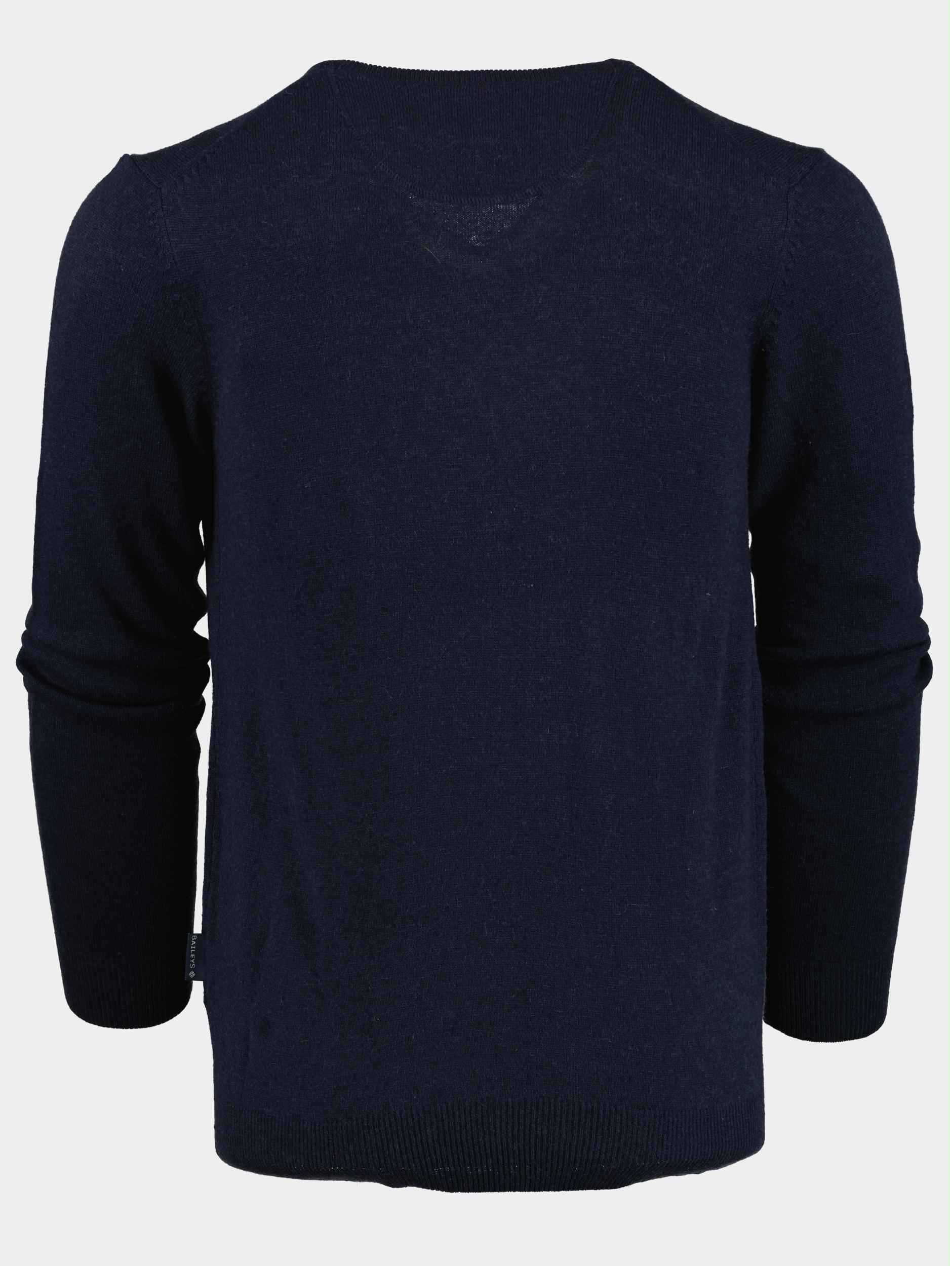 Baileys Pullover Blauw Lamswollen trui v-hals 220071/105