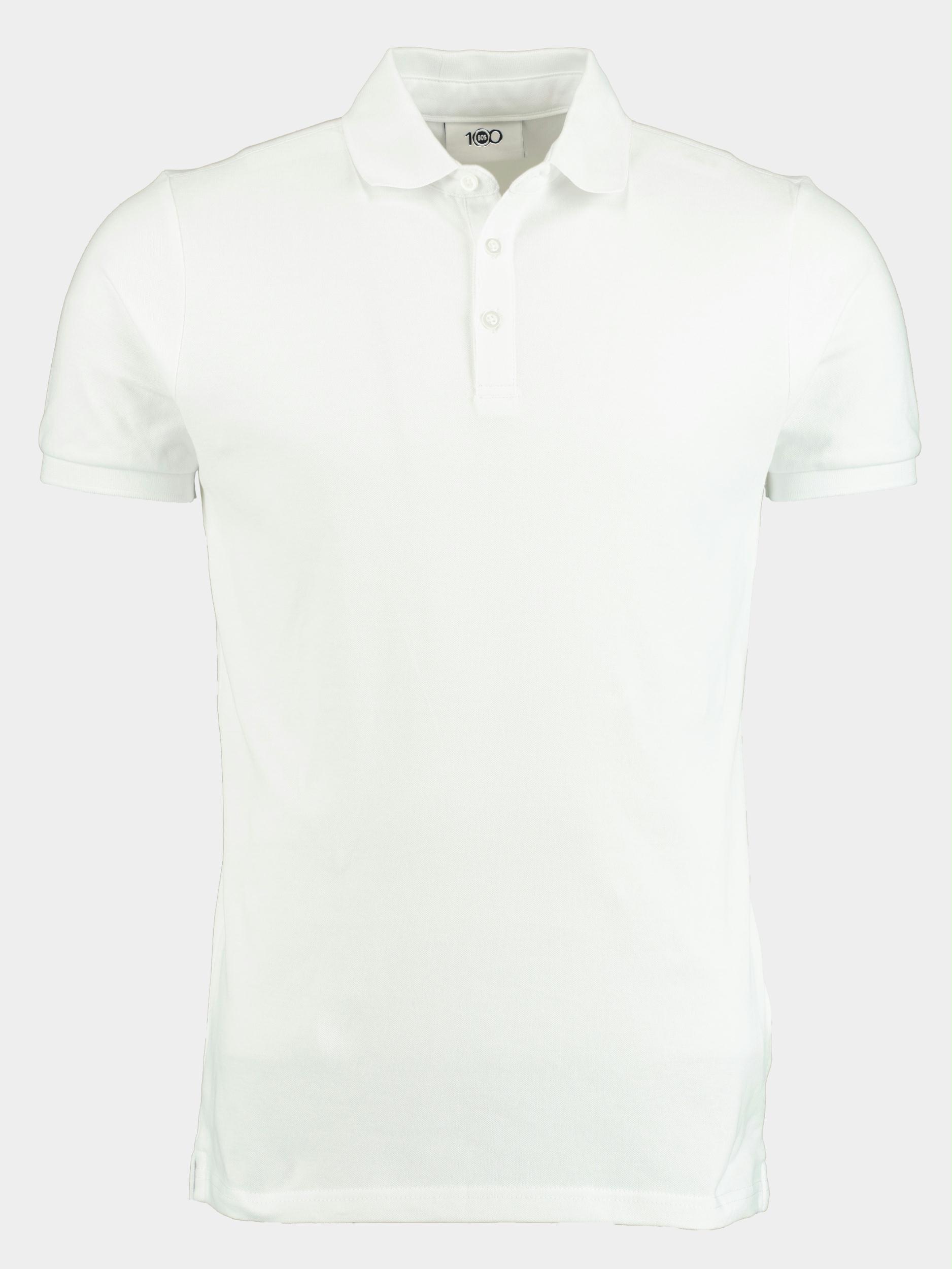 Bos Polo korte mouw Wit Oscar Polo Fine Pique Plain 22108OS03BO/100 White
