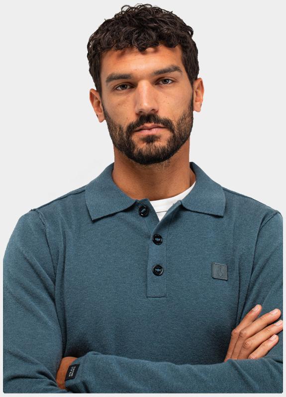 Butcher of Blue Polo lange mouw Blauw Clifden Polo M2126015/817