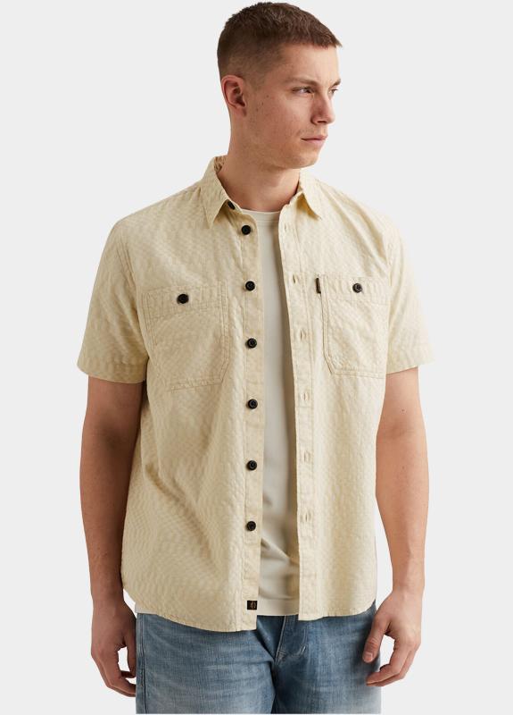 PME Legend Casual hemd korte mouw Beige Short Sleeve Shirt Jacquard PSIS2603270/7013