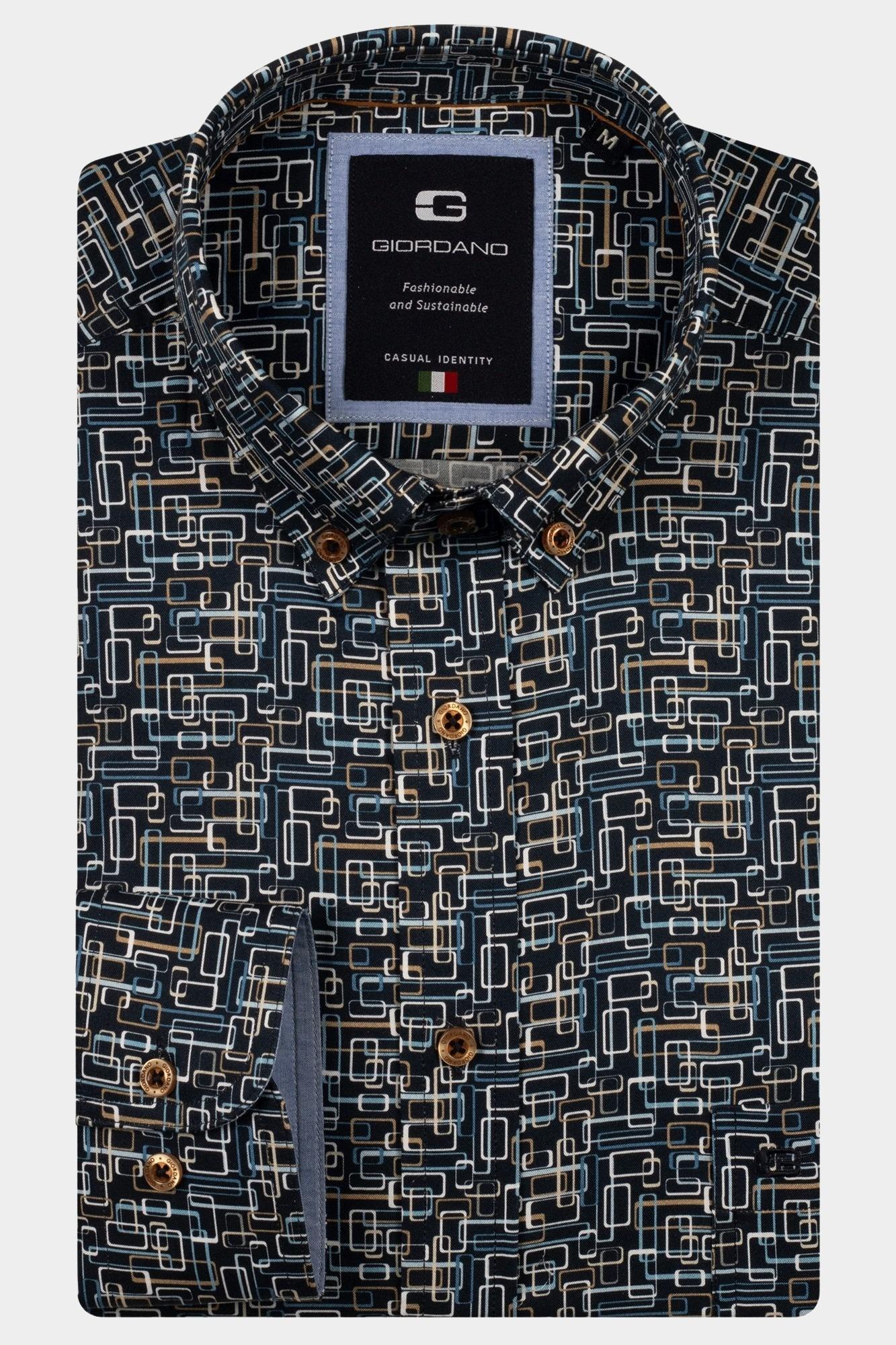 Giordano Casual hemd lange mouw Blauw Brando long sleeve button dow 527034/60