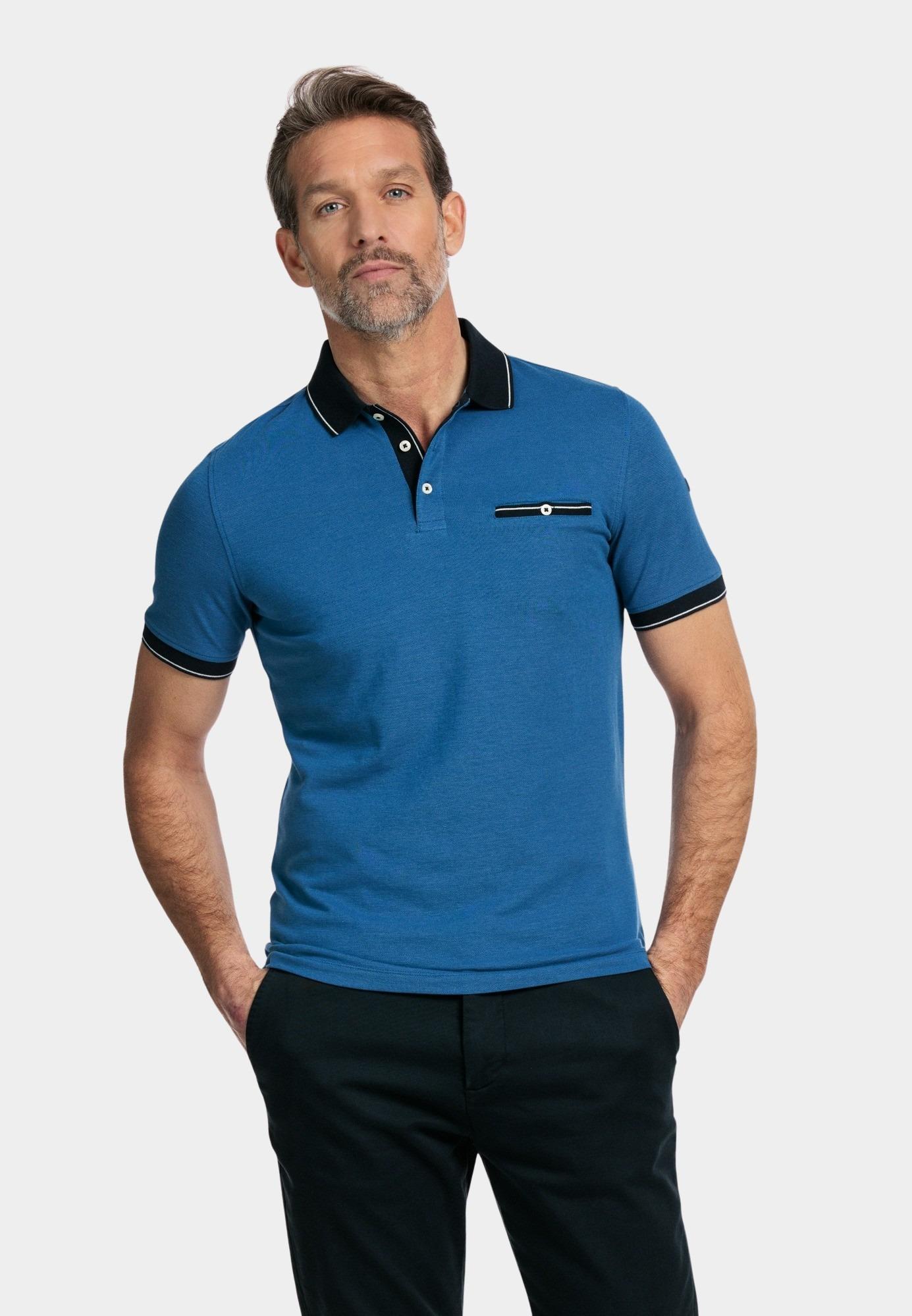 Baileys Polo korte mouw Blauw Poloshirt 2-tone oxford pique 415220/68