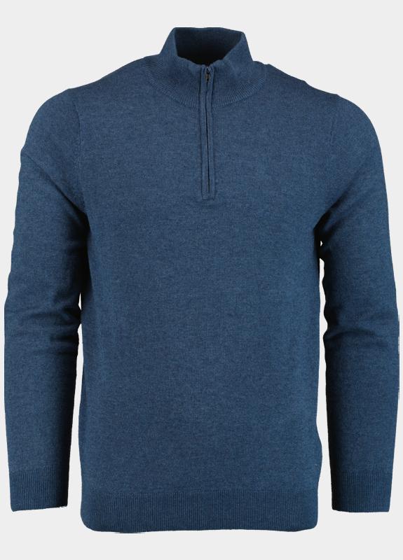 Bos Pullover Blauw Half Zip Poly\Wool 3019900/233