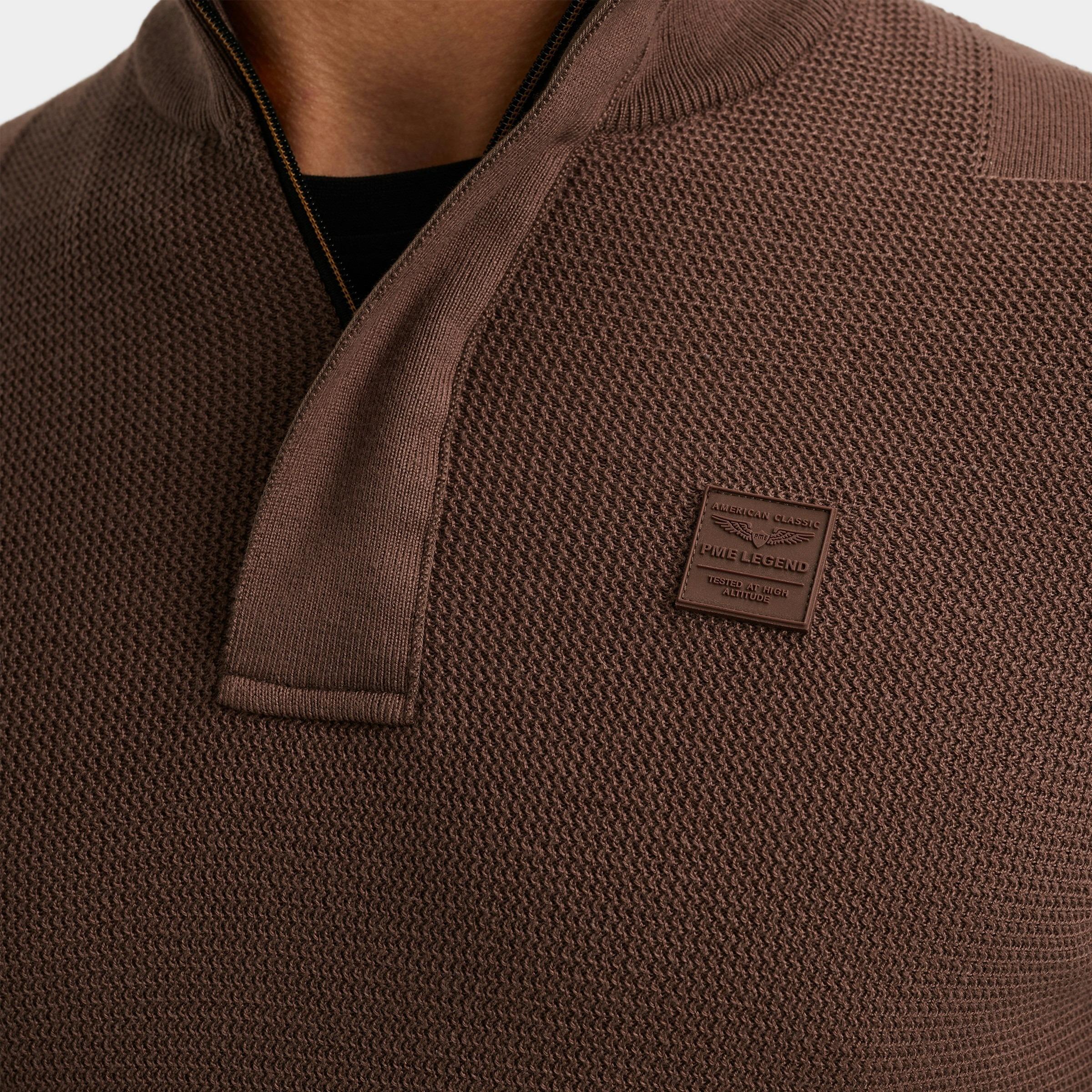 PME Legend Half Zip Bruin Half zip collar cotton knit PKW2509322/8203