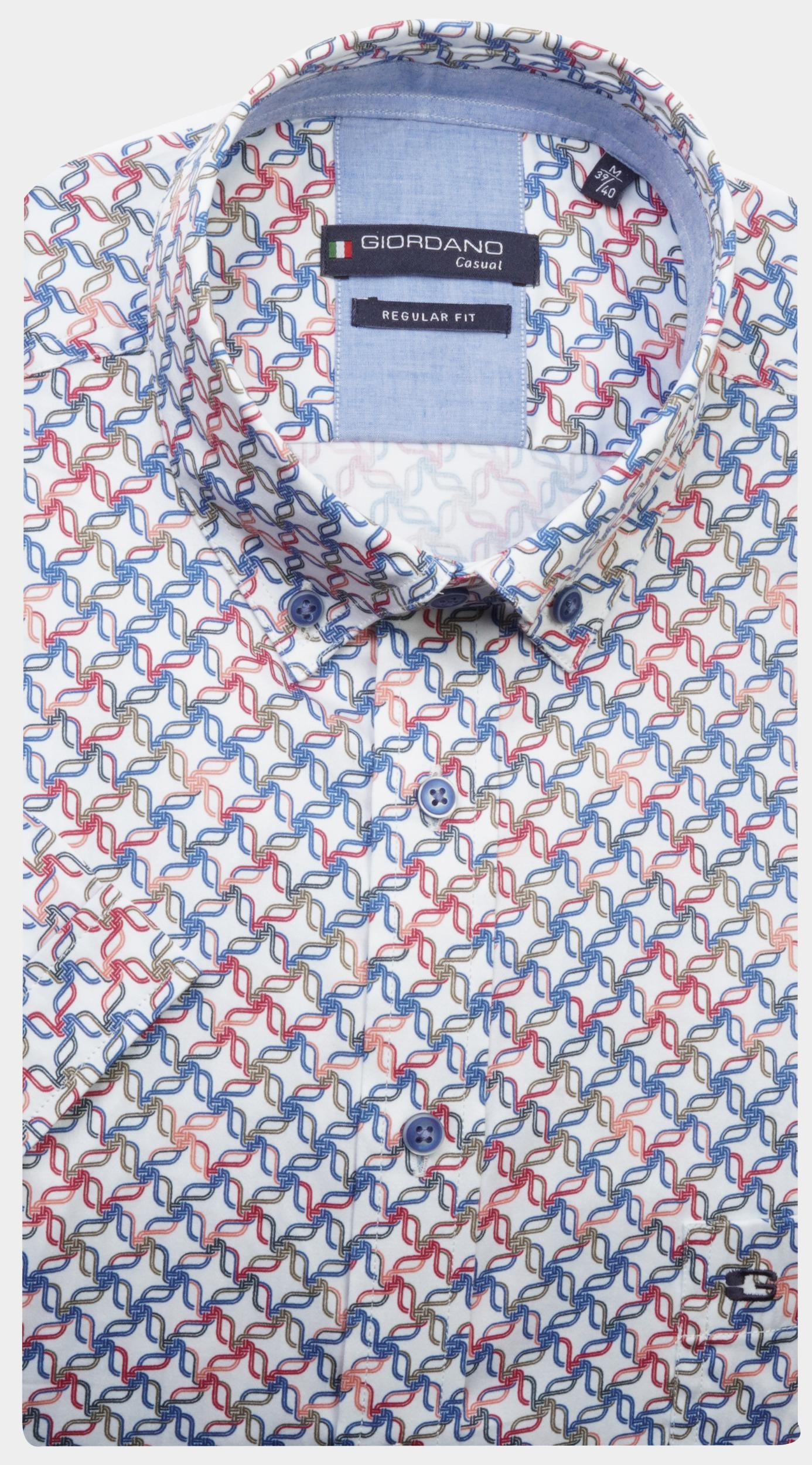 Giordano Casual hemd korte mouw Multi League Chains Print 416030/30