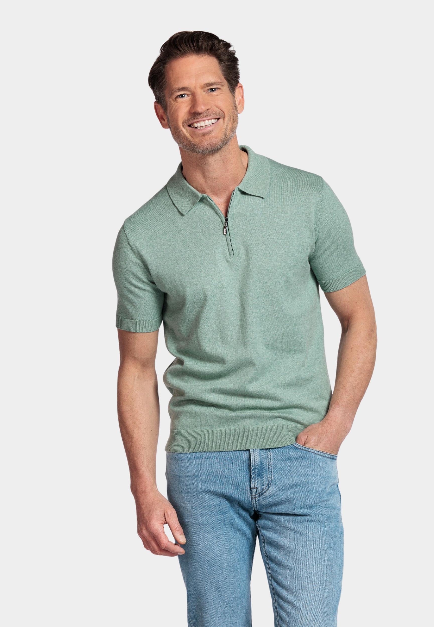 Baileys Polo korte mouw Groen Polo knitted pullover - Zip u 515789/725
