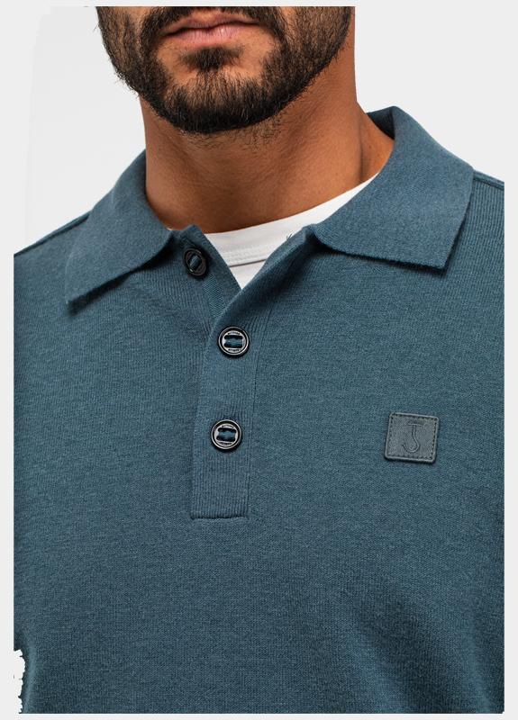 Butcher of Blue Polo lange mouw Blauw Clifden Polo M2126015/817