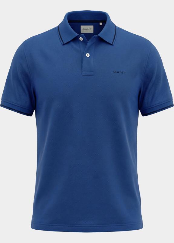 Gant Polo heren Blauw Tipped Piqué Polo Shirt 2062034/442