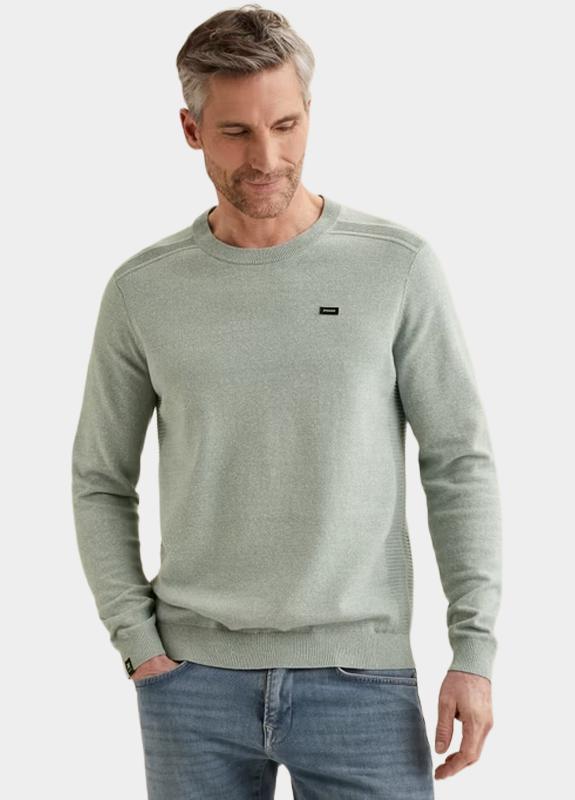 Vanguard Pullover Blauw Crewneck cotton linen blend VKW2602300/5144