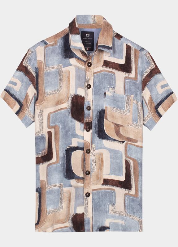 Giordano overhemd korte mouw heren Blauw Vivaro Short Sleeve Resort St 616880/60