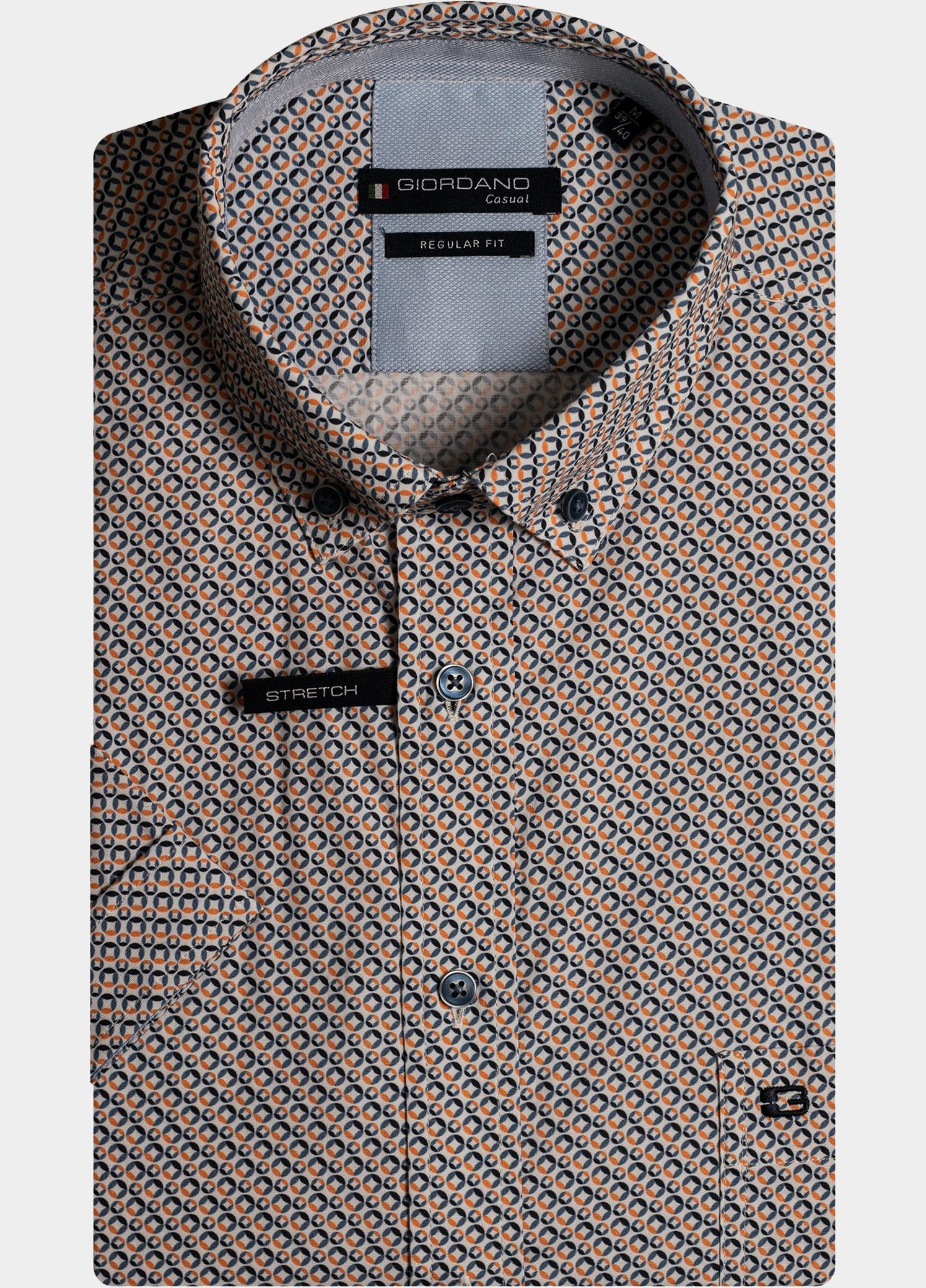 Giordano overhemd korte mouw heren Geel League, SS Button Down Graphi 416016/20