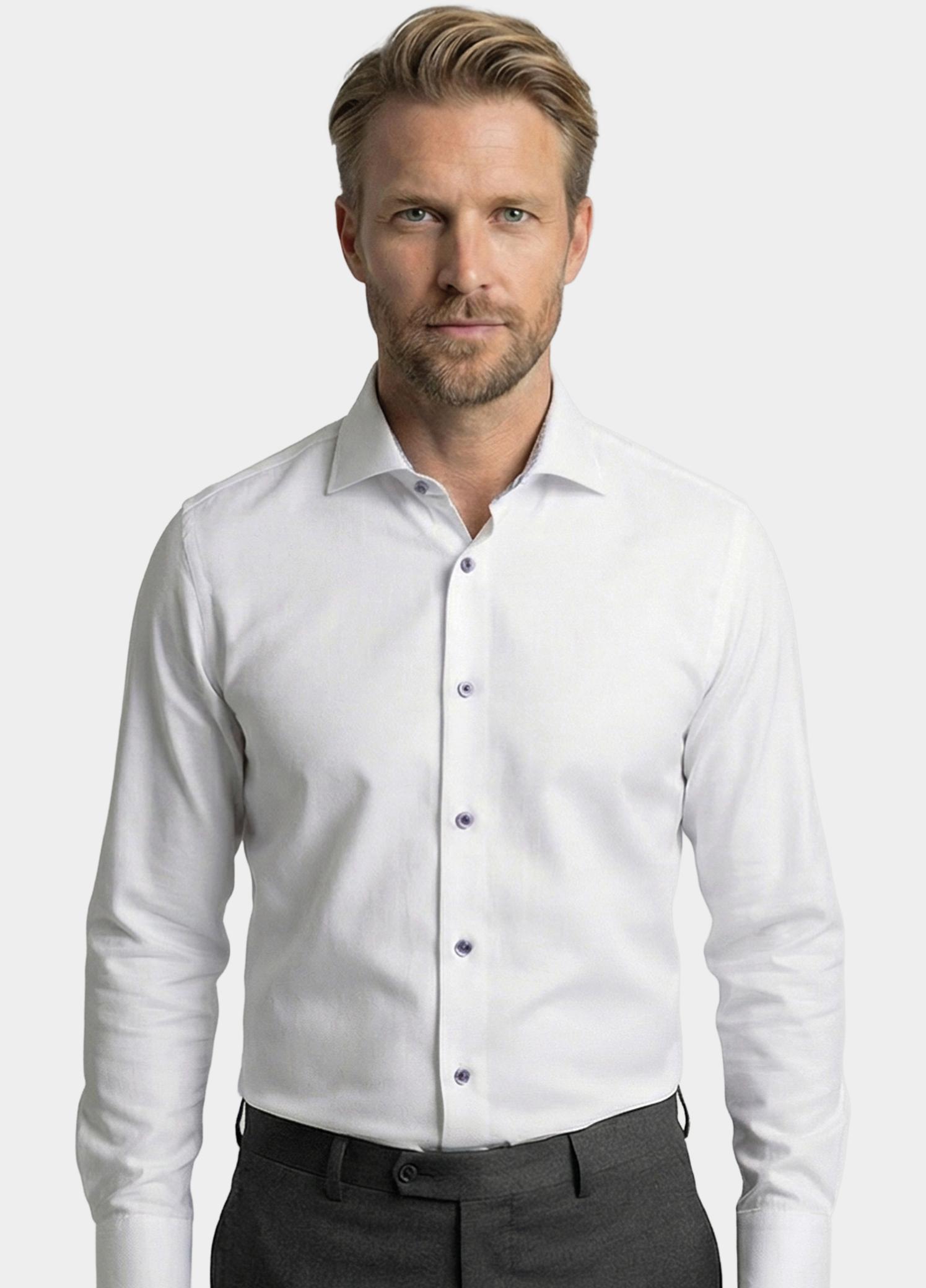 Giordano Overhemd heren Wit Locarno Long Sleeve Semi Cuta 617806/10