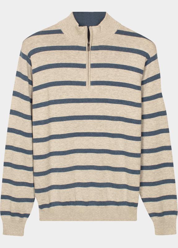 Baileys Half Zip Grijs Pullover 1/2 Zip  all over st 618411/913