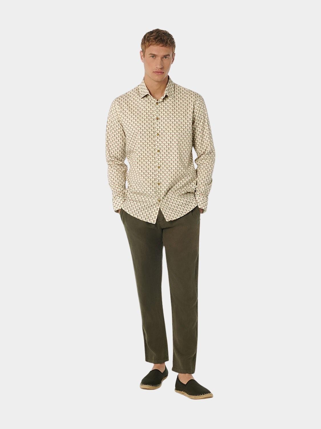 No Excess Casual hemd lange mouw Rood Shirt Stretch Allover Printed 23450209/191