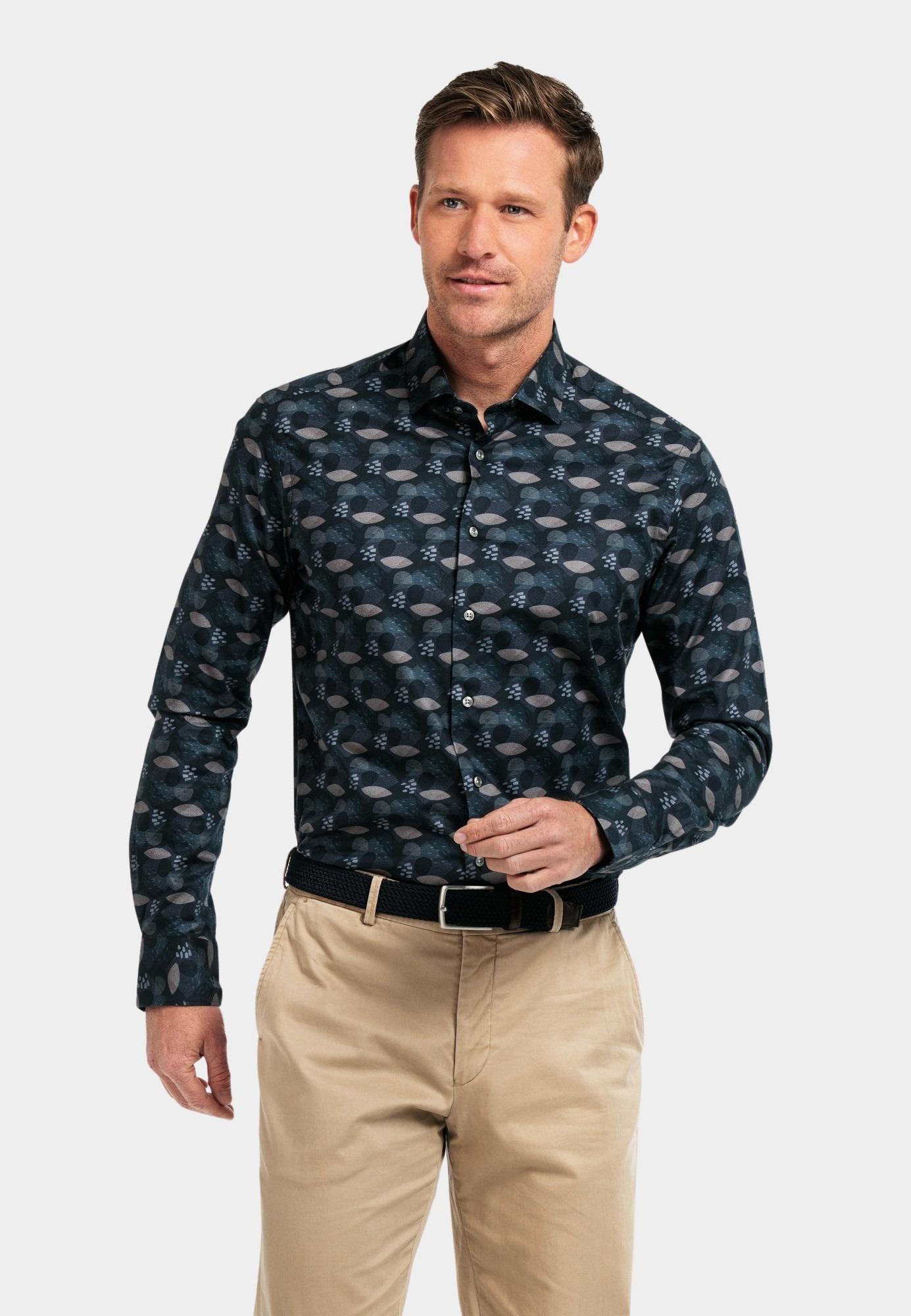 Giordano Casual hemd lange mouw Zwart Maggiore, LS Semi Cutaway Gra 427866/90