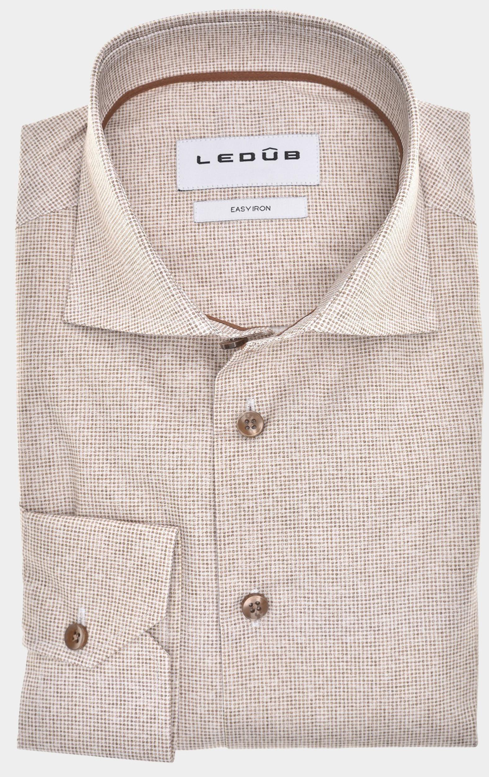 Ledub Business hemd lange mouw Bruin LE24305 MFN5 0143094/680-670-000