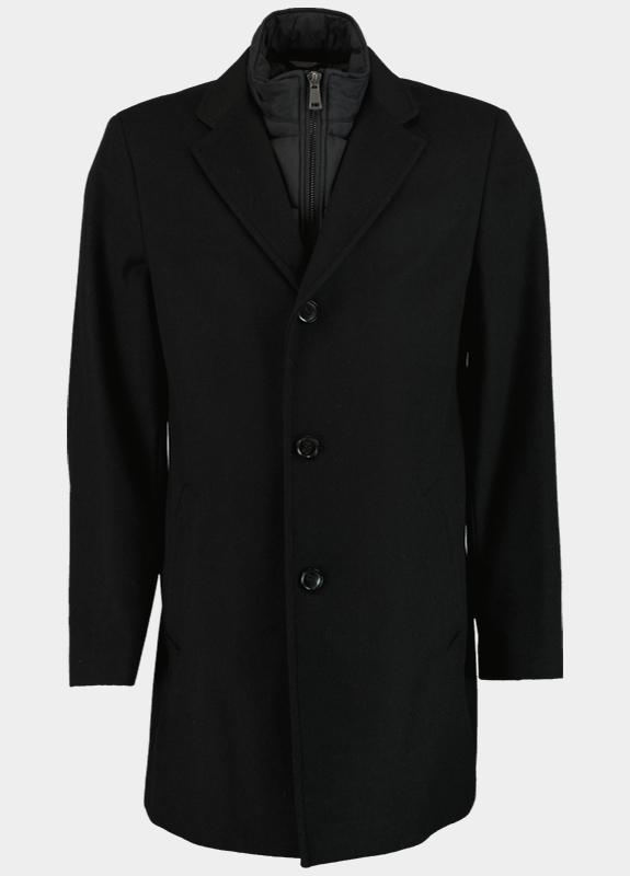 Commander Wollen Jas Zwart Wollmantel mit Inlet 213013459/901