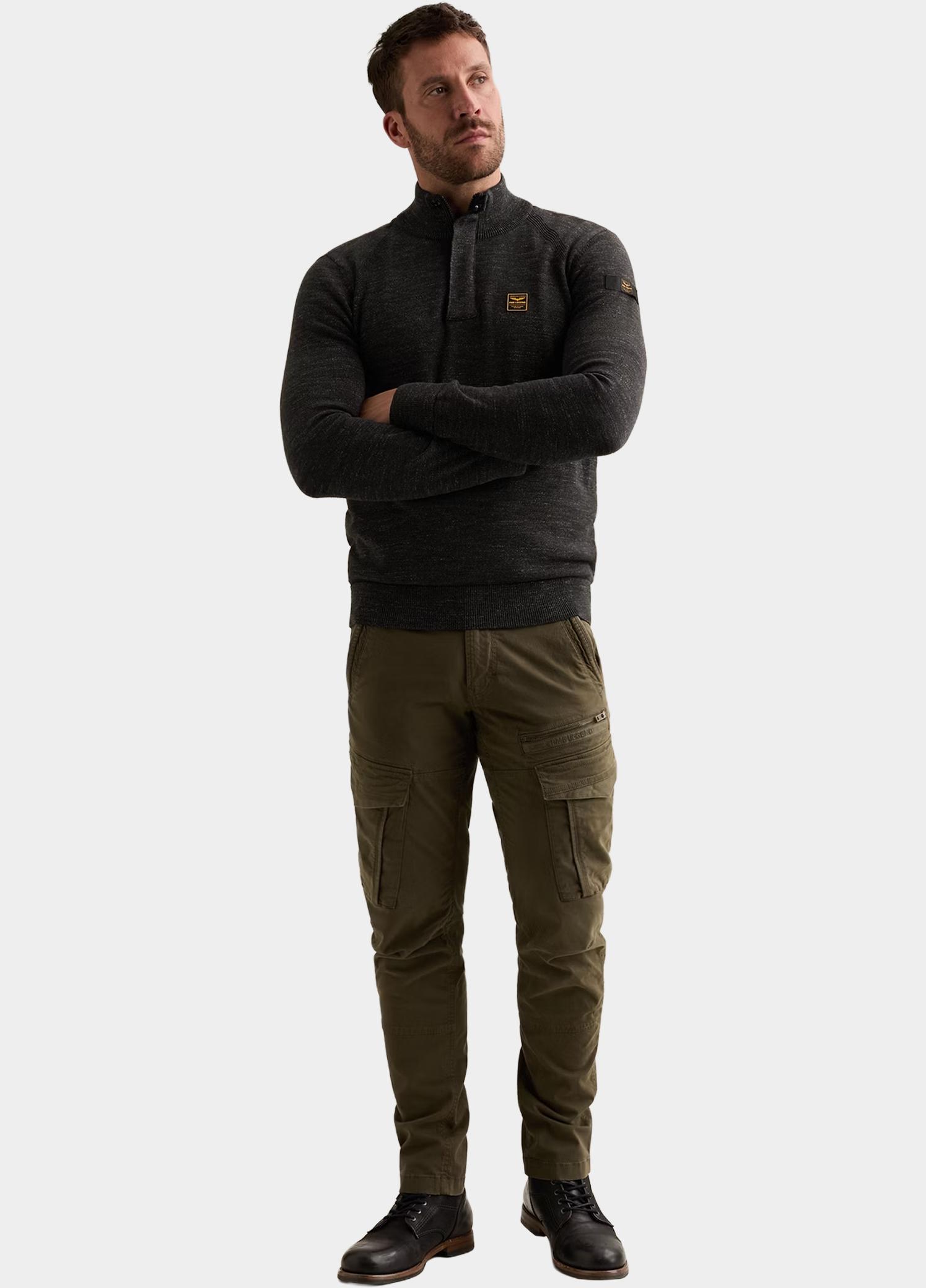 PME Legend Half Zip Zwart Half zip collar cotton rib me PKW2609302/999