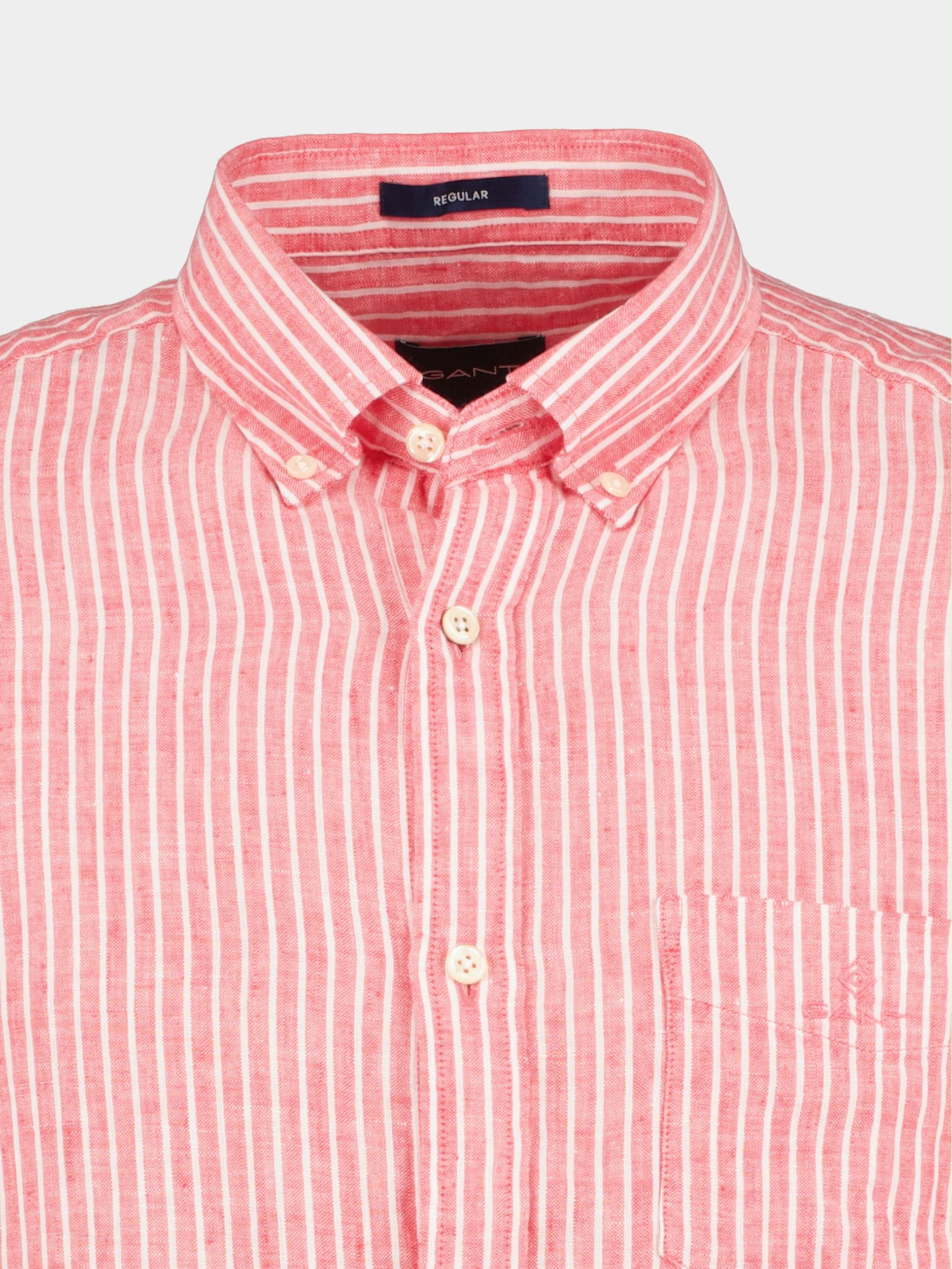 Gant Casual hemd korte mouw Roze D2. Reg Stripe Linen SS BD 3012521/652