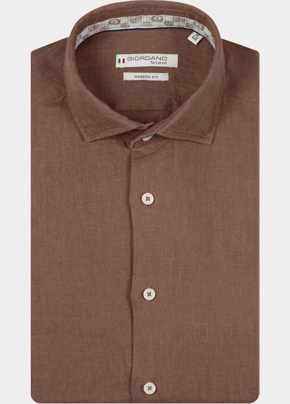 Giordano Overhemd heren Bruin Row Long Sleeve Cutaway Soft 617811/80
