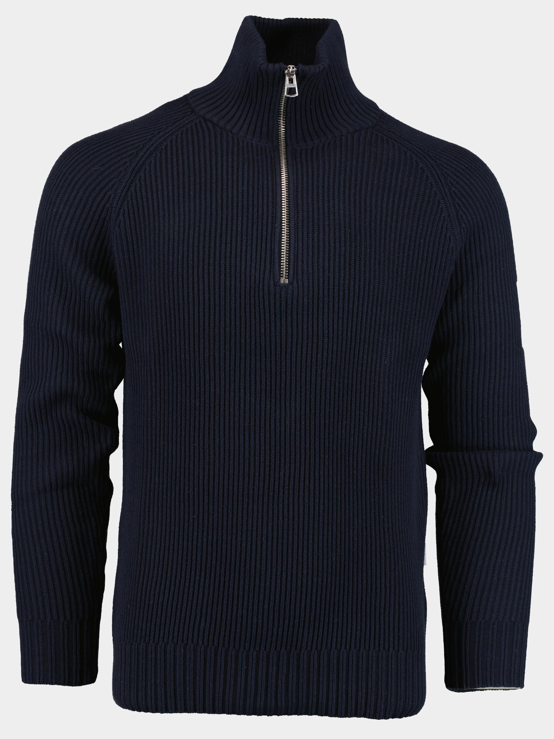 Supply & Co. Pullover Blauw Fresh Halfzip Fancy Knit 23305FR13/290