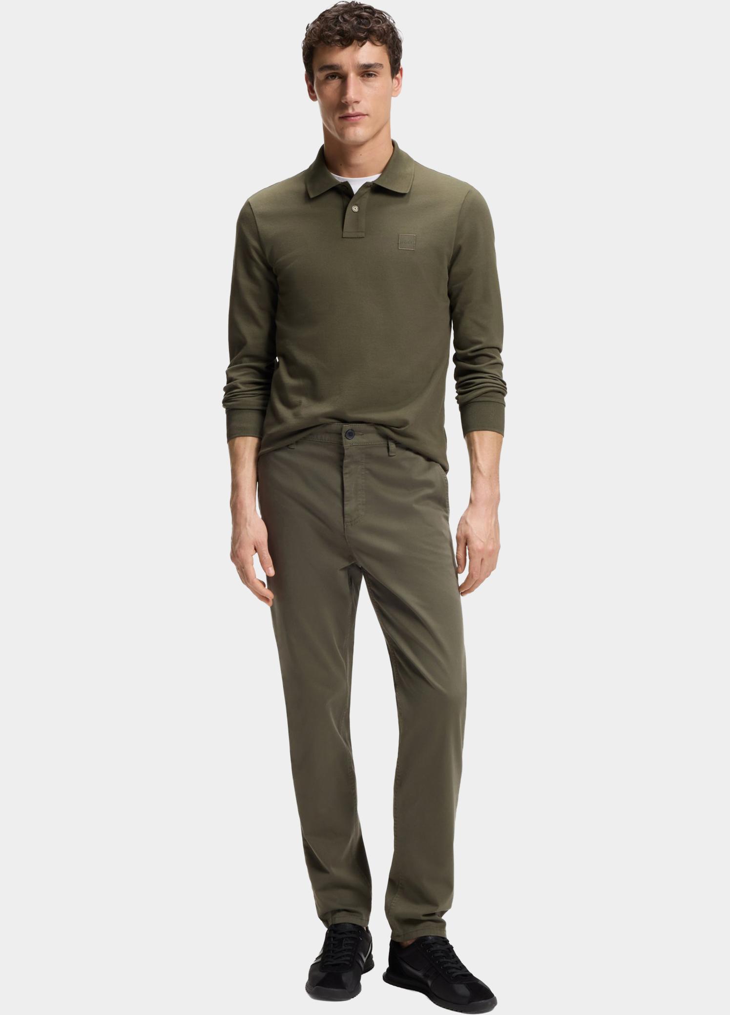 BOSS Orange Polo lange mouw Groen Passerby 10256683 01 50507704/325