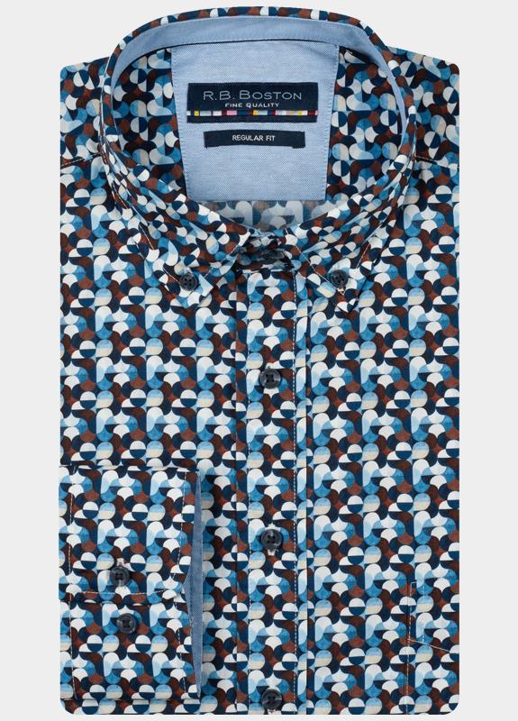 R.B. Boston Casual hemd lange mouw Blauw Franklin LS Button Down 527670/607