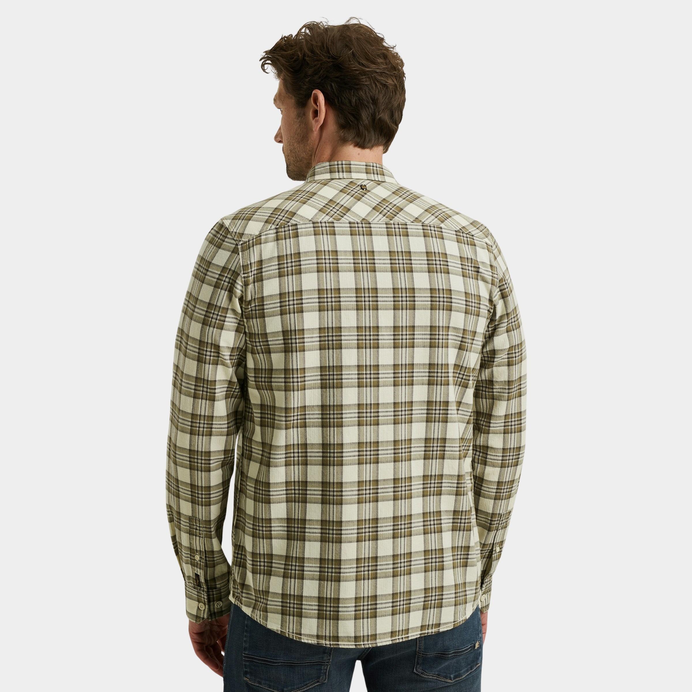 PME Legend Casual hemd lange mouw Beige LONG SLEEVE SHIRT Herringbone PSI2510201/7013