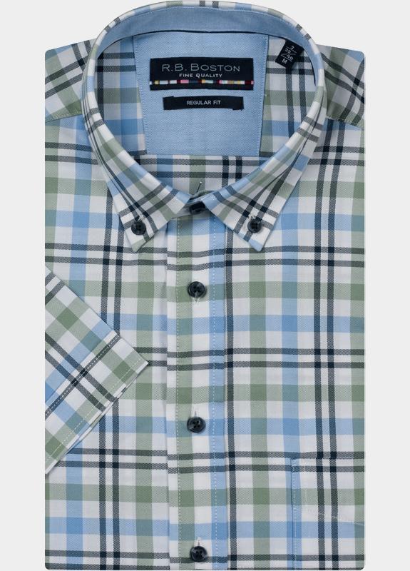 R.B. Boston overhemd korte mouw heren Groen Marshall SS Button Down 616670/77